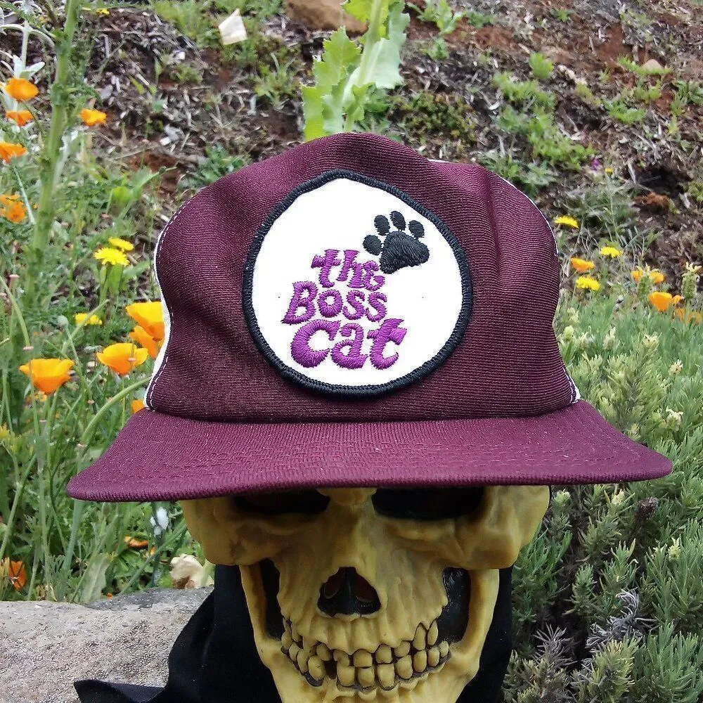 Vintage The Boss Cat Patch Snap Trucker Hat